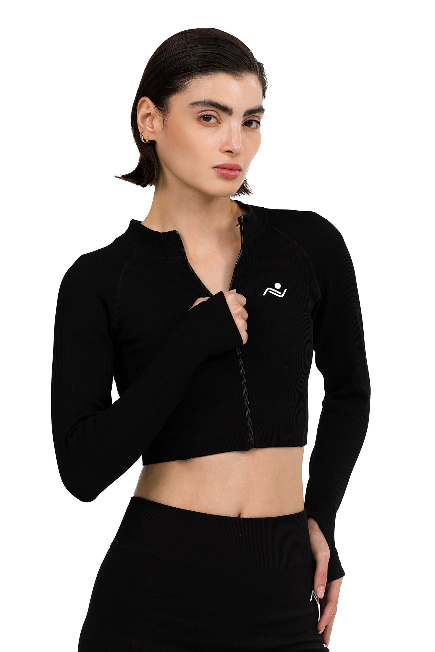 Graceful neckline detail of the ShapeSculpt Fitness Top in White - ascendiastore