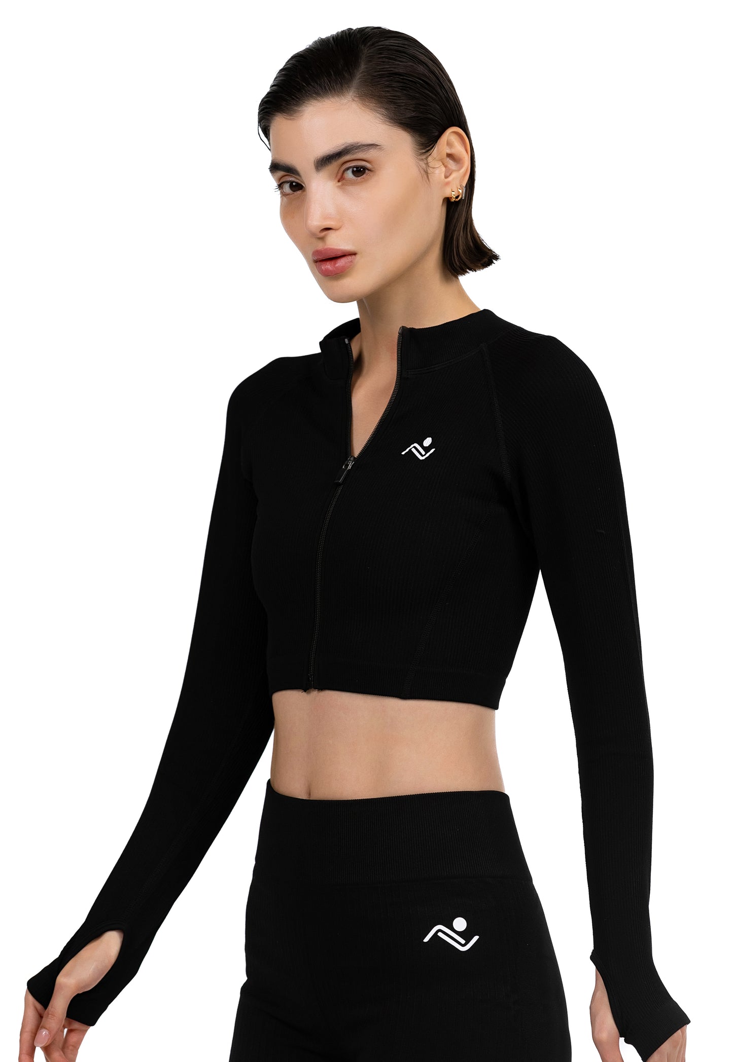 Graceful neckline detail of the ShapeSculpt Fitness Top in White - ascendiastore