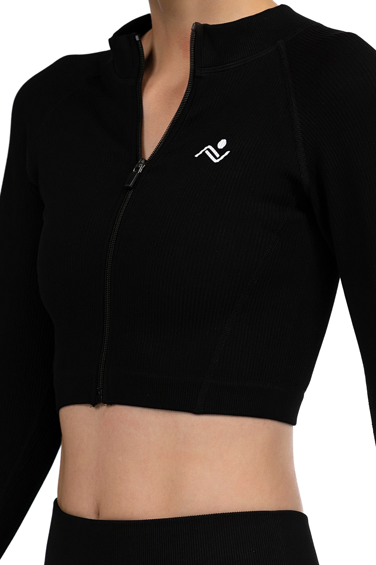 Graceful neckline detail of the ShapeSculpt Fitness Top in White - ascendiastore