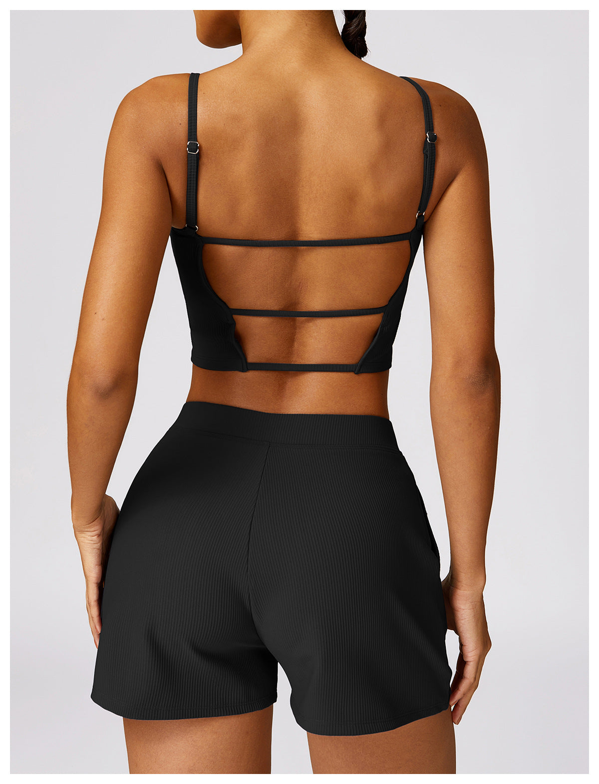 OPEN BACK RIBBED YOGA BRA - ascendiastore