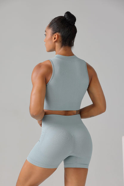 Model confidently striking a pose in the fitness shorts - ascendiastore