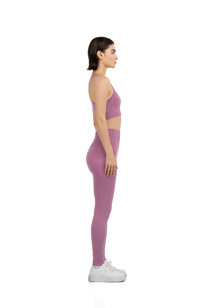 Yoga Flex Sports Bra Set in Pink, side profile view, Ascendia