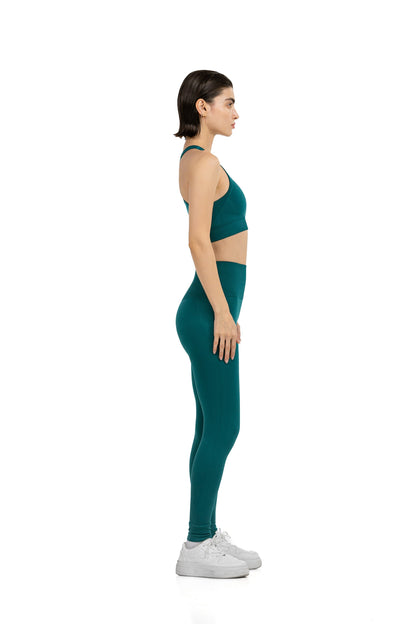 Yoga Flex Sports Bra Set in Green, side profile view, Ascendia