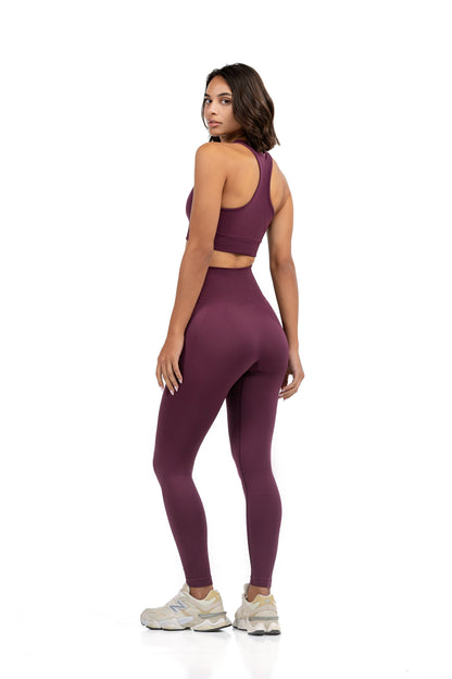 Yoga Flex Sports Bra Set in Brown, three-quarter back view looking over the shoulder, Ascendia
