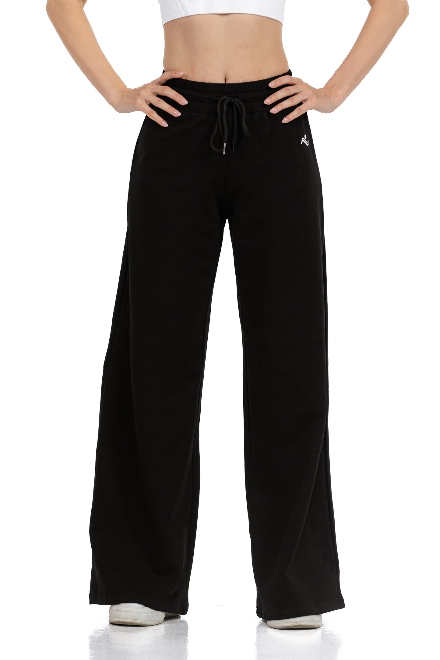 HIGH WAIST SOLID COLOR LOOSE CASUAL SPORTS PANTS