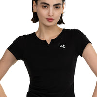 V NECK SOLID COLOR GYM T-SHIRT FOR WOMEN