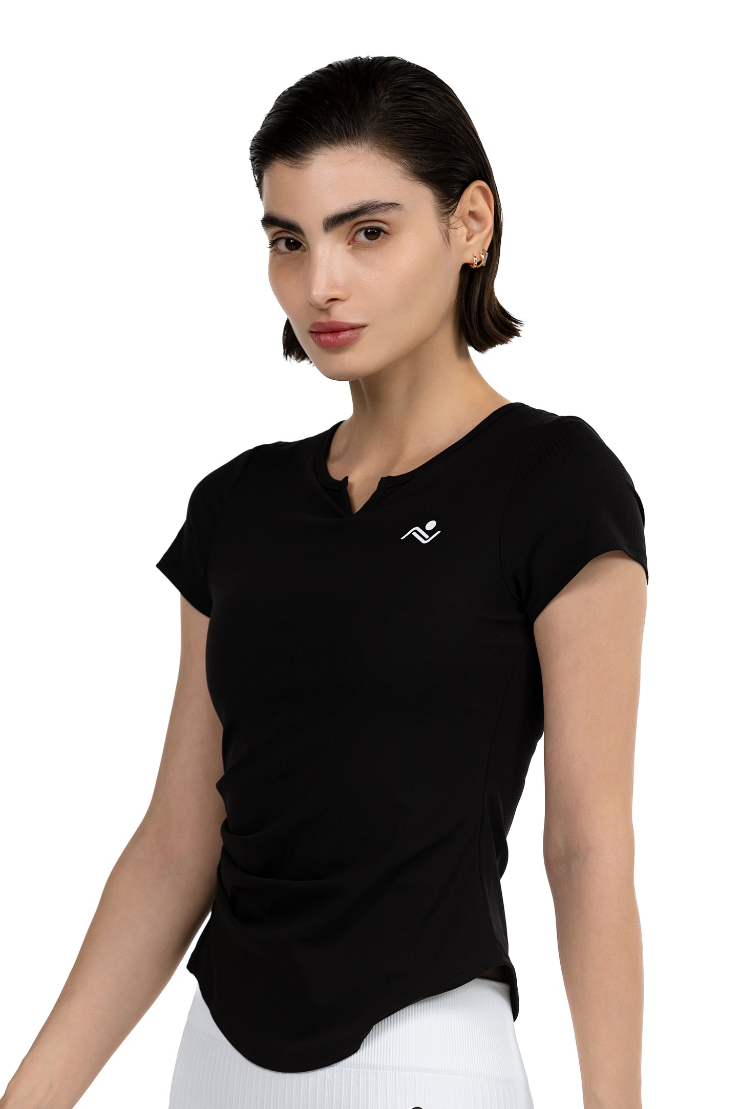 V NECK SOLID COLOR GYM T-SHIRT FOR WOMEN