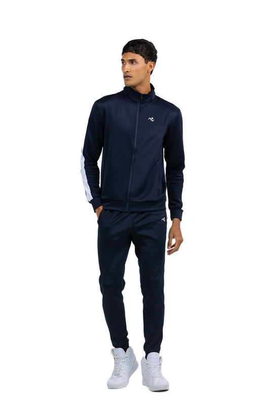 Men's Tracksuit in Midnight Navy, front view on model, Ascendia