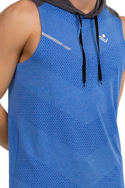 Sleeveless Workout Hoodie - Blue - ascendiastore