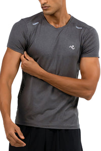 Men's Muscle Fit T-Shirt in Charcoal, front view on model, Ascendia