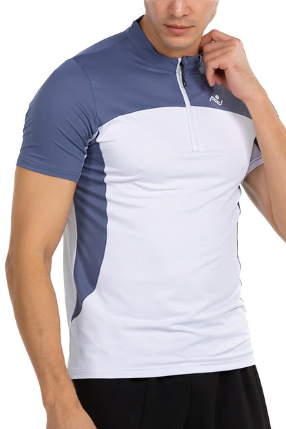 STAND-UP COLLER MENS QUARTER ZIP T SHIRT - ascendiastore