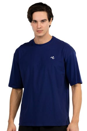 Men's Athletic Running T-Shirt in Navy, front view on model, Ascendia