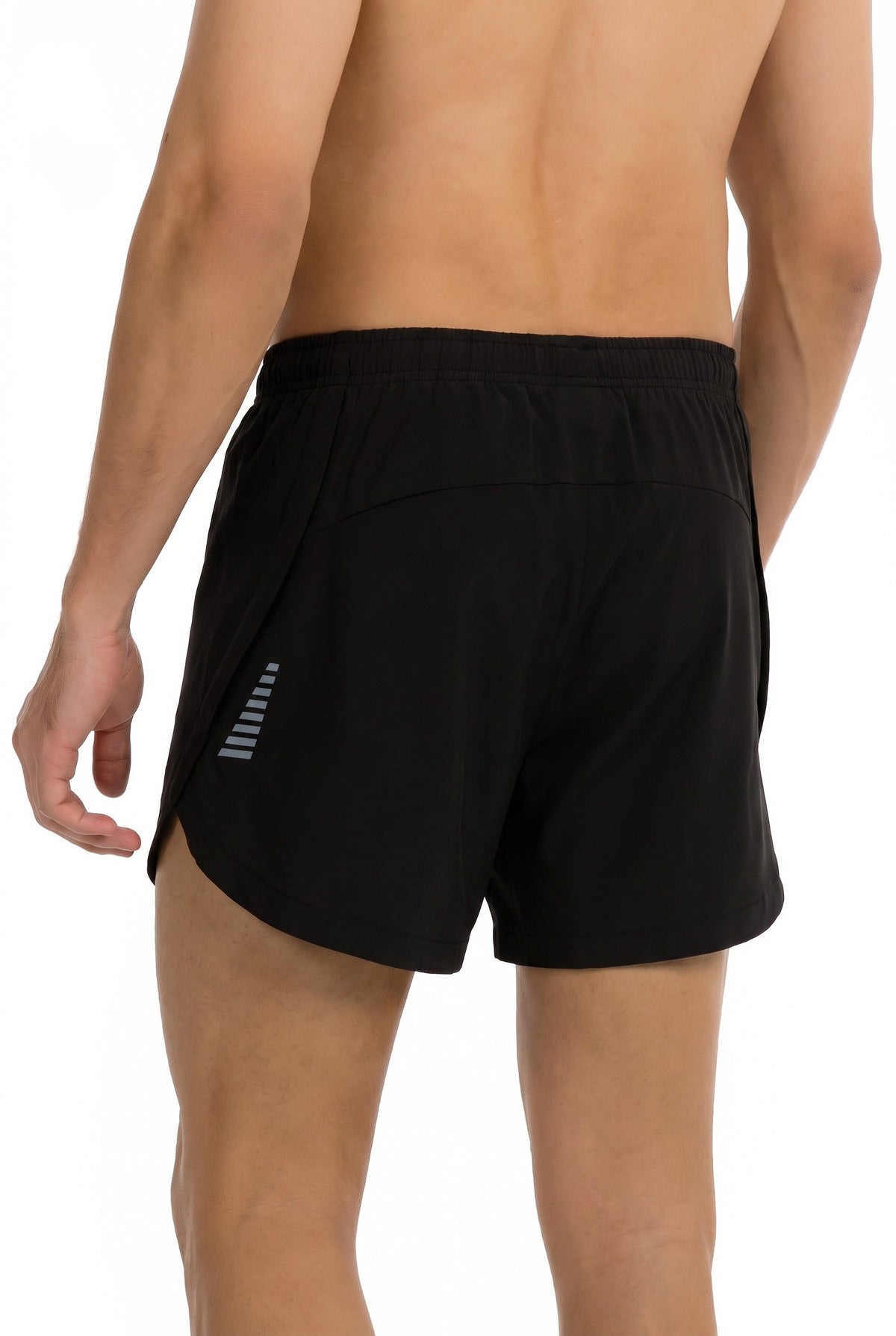 Jogger Fitness Shorts in Black, back view on male model, Ascendia