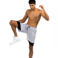 DOUBLE- LAYER MEN'S FITNESS TRAINING SHORTS