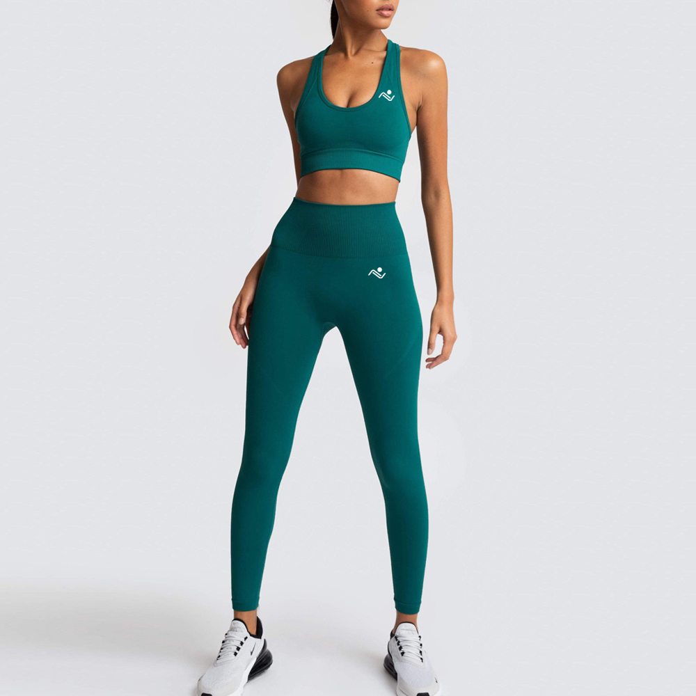 Yoga Flex Sports Bra and Leggings Set - Green - ascendiastore
