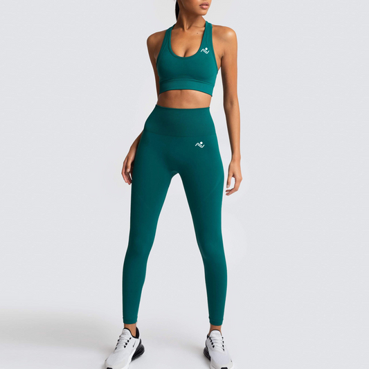 Yoga Flex Sports Bra and Leggings Set - Green - ascendiastore