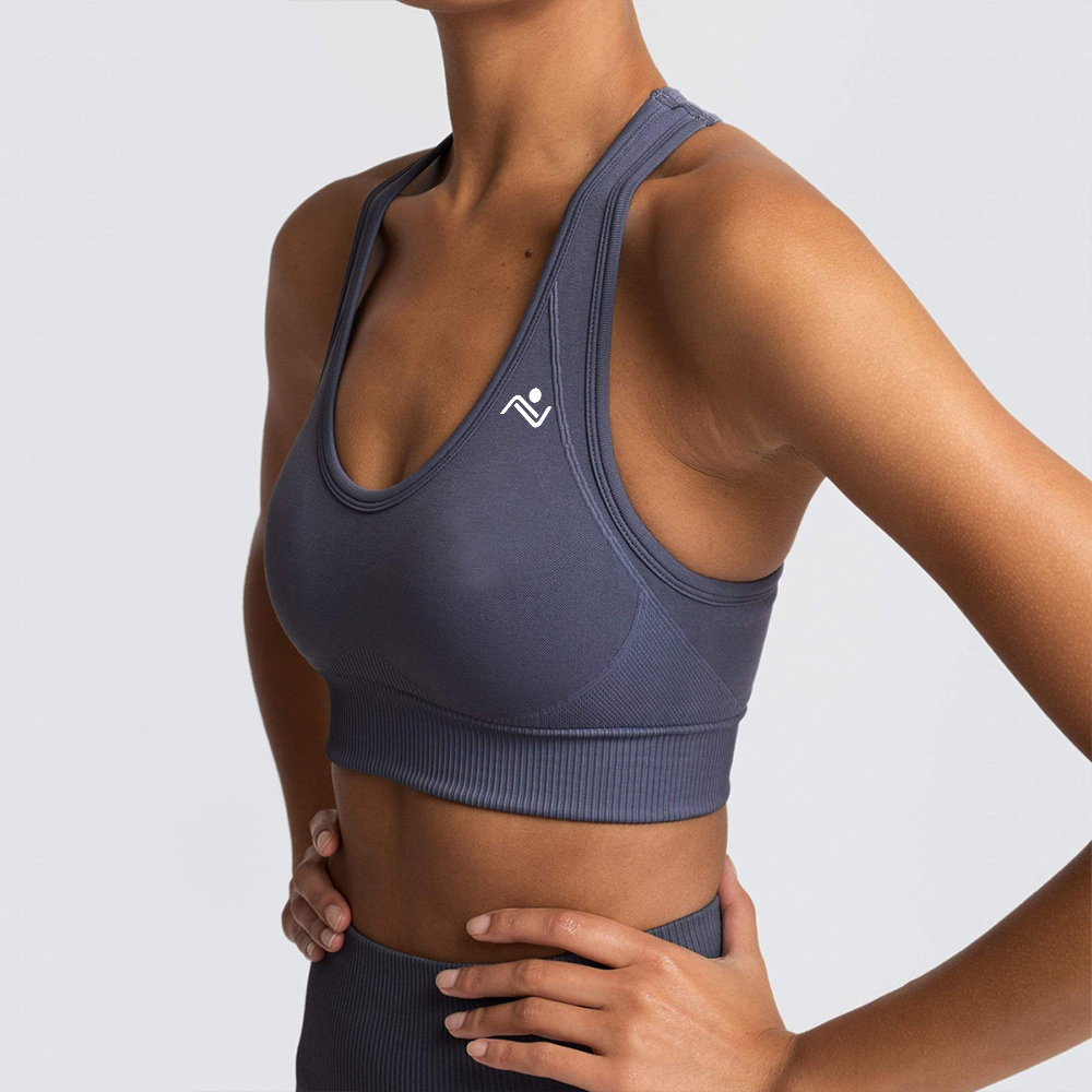 Detailed shot of the sports bra's elegant design- ascendiastore