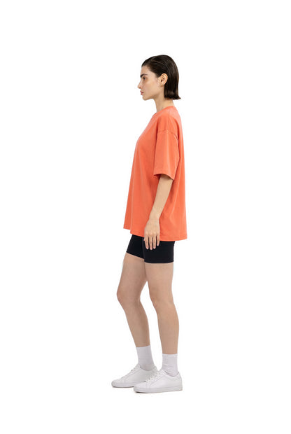 Comfort Oversized T-Shirt in Coral, women's side view, Ascendia