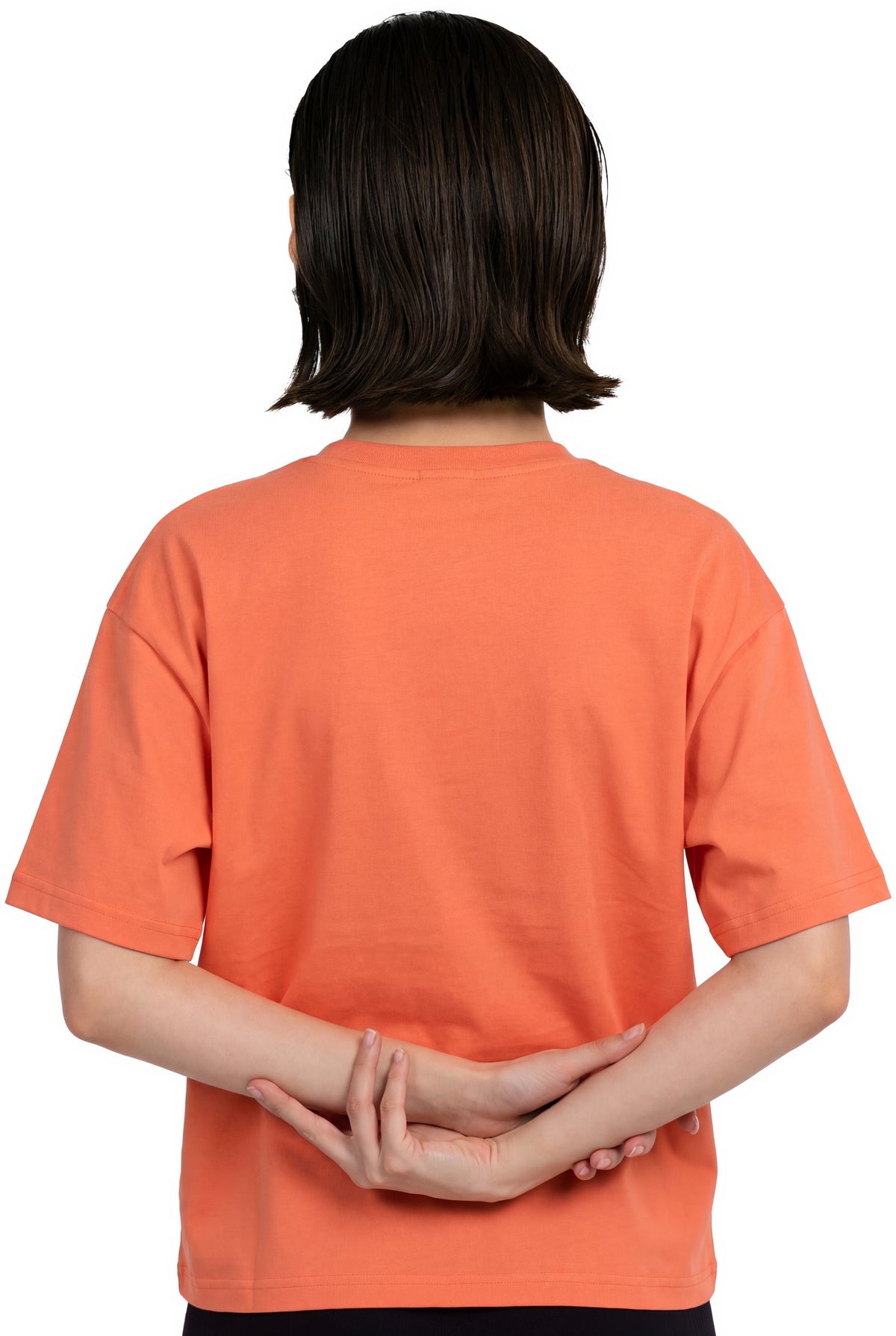 Comfort Oversized T-Shirt in Coral, women's back view, Ascendia
