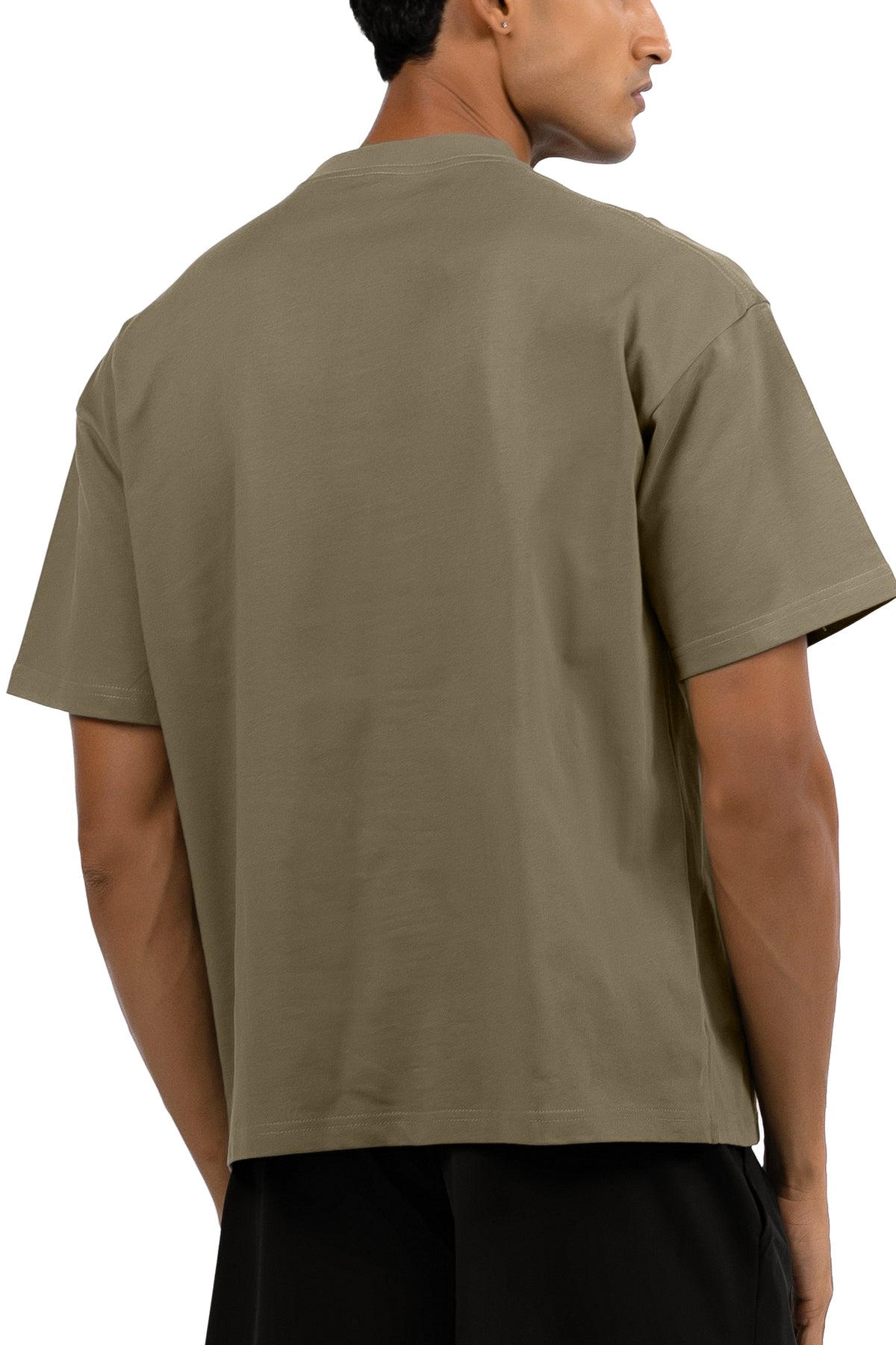 Comfort Oversized T-Shirt in Khaki, men's back view, Ascendia