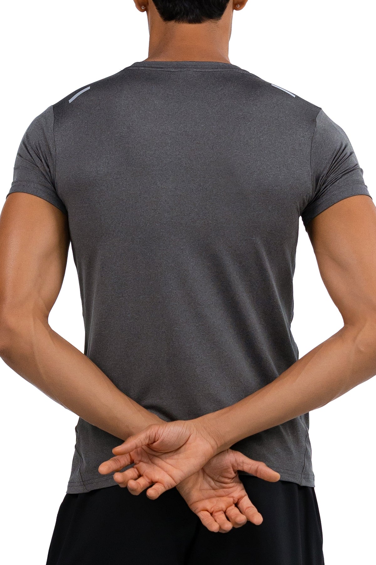 Men's Muscle Fit T-Shirt in Charcoal, back view on model, Ascendia