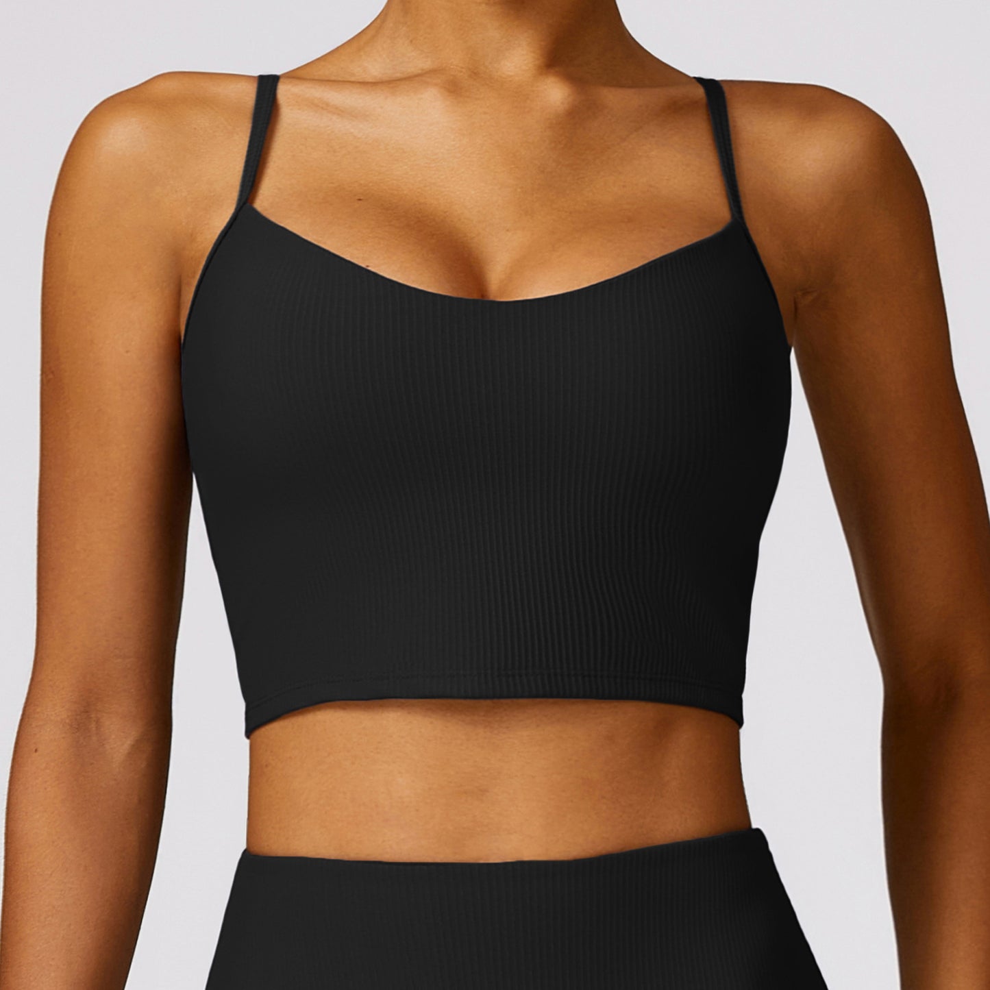 OPEN BACK RIBBED YOGA BRA