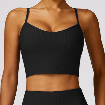 OPEN BACK RIBBED YOGA BRA - ascendiastore