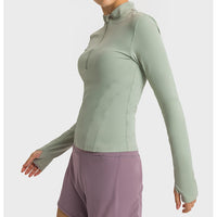 SEMI-ZIPPER WINDPROOF COLLER FITNESS TOP