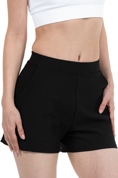 Loose Casual Sports Shorts in Black, three-quarter view on model, Ascendia