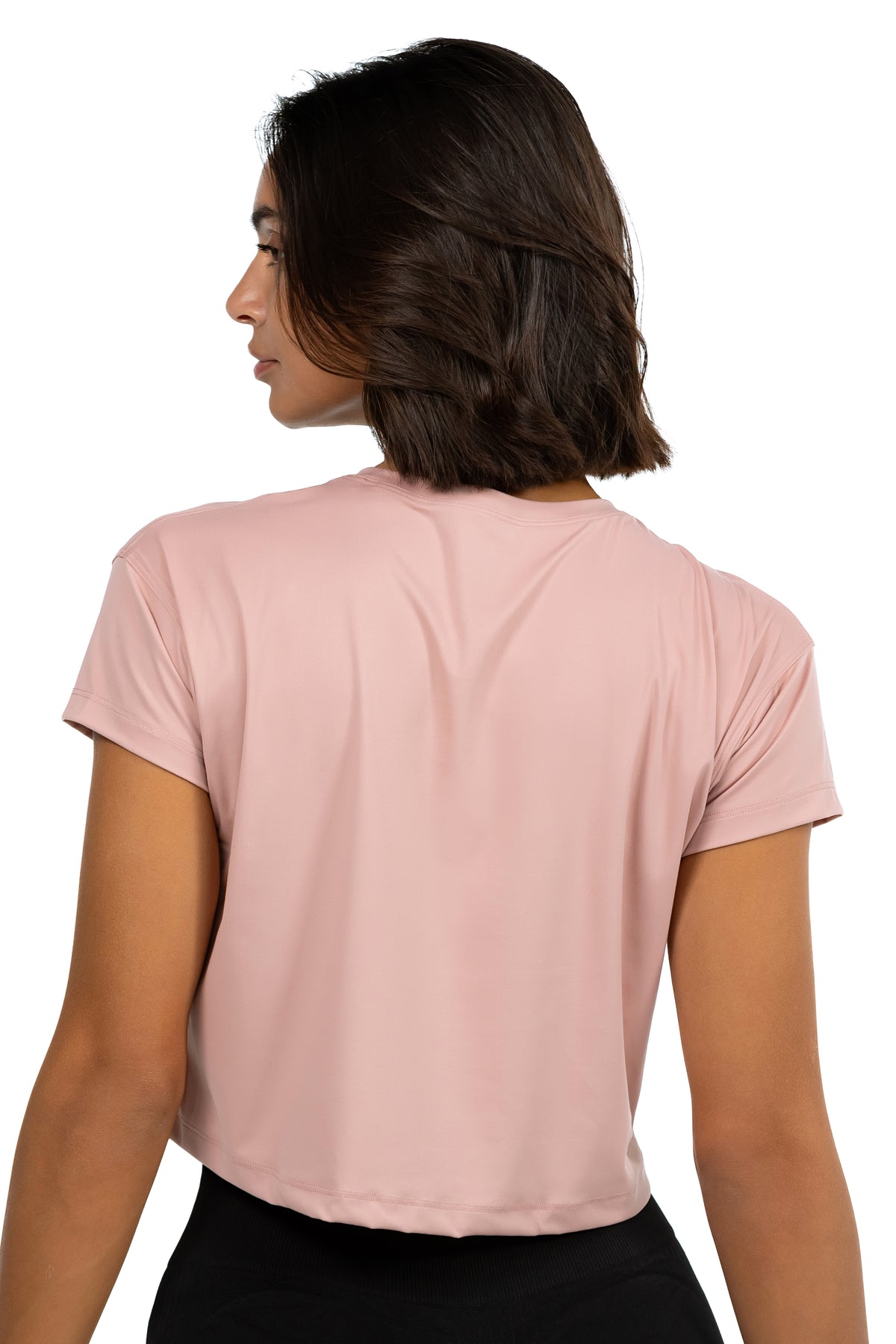Women's Crop Tee in Blush, back view, Ascendia