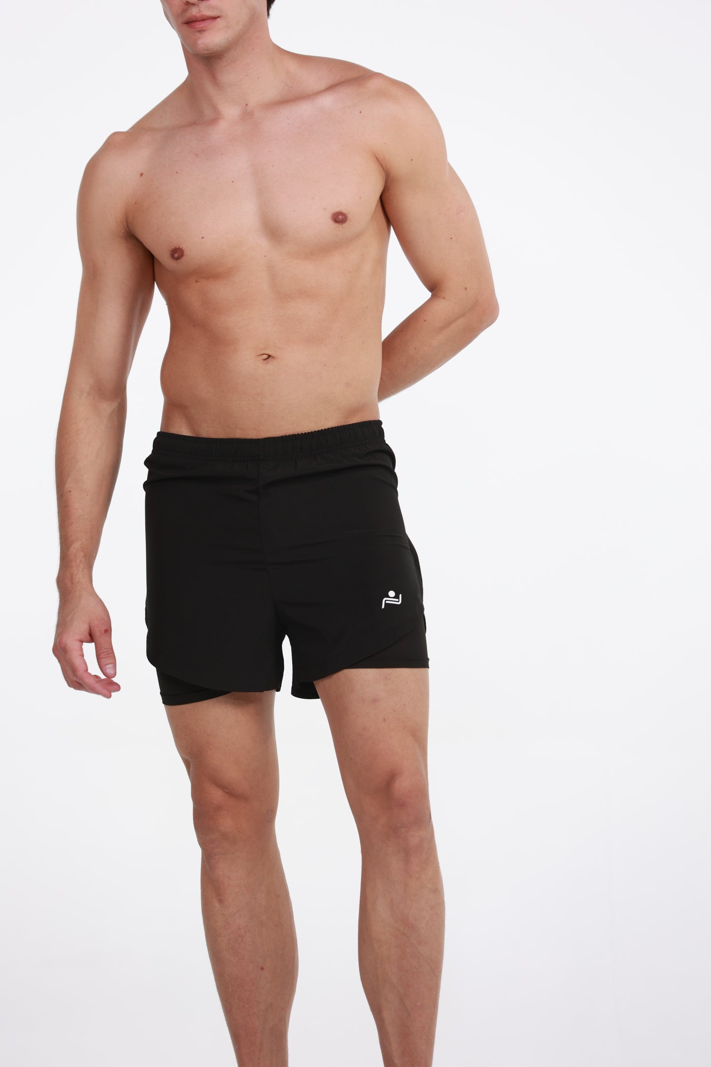 100% Cotton Men's Shorts - black back view, Ascendia