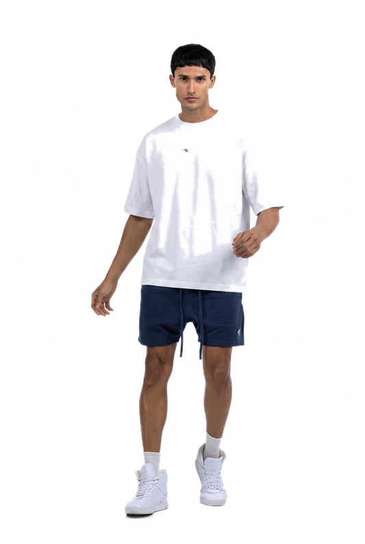 Heavyweight Oversized T-Shirt in white on male model - front view