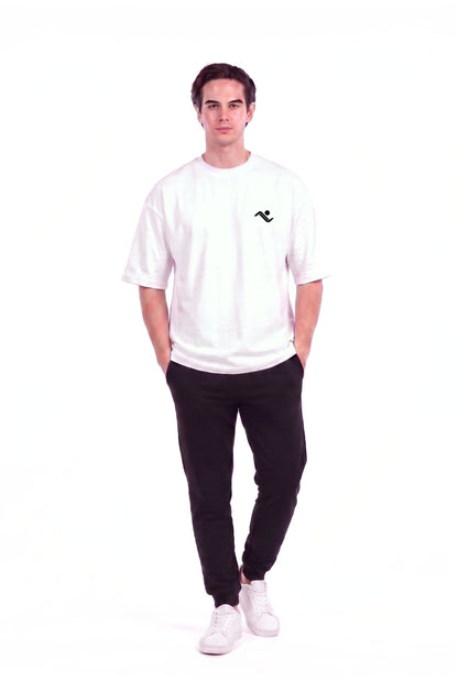 Heavyweight Oversized T-Shirt in White, front view on male model, Ascendia