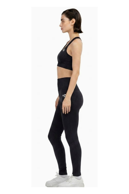 Yoga Flex Sports Bra Set in Black, full-length side view, Ascendia