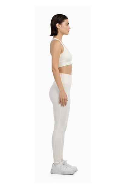 Yoga Flex Sports Bra Set in White, side profile view, Ascendia