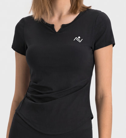 Women's gym t-shirt - black, Ascendia - detail