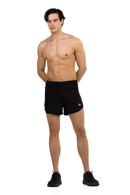 Jogger Fitness Shorts in Black, front view on model, Ascendia