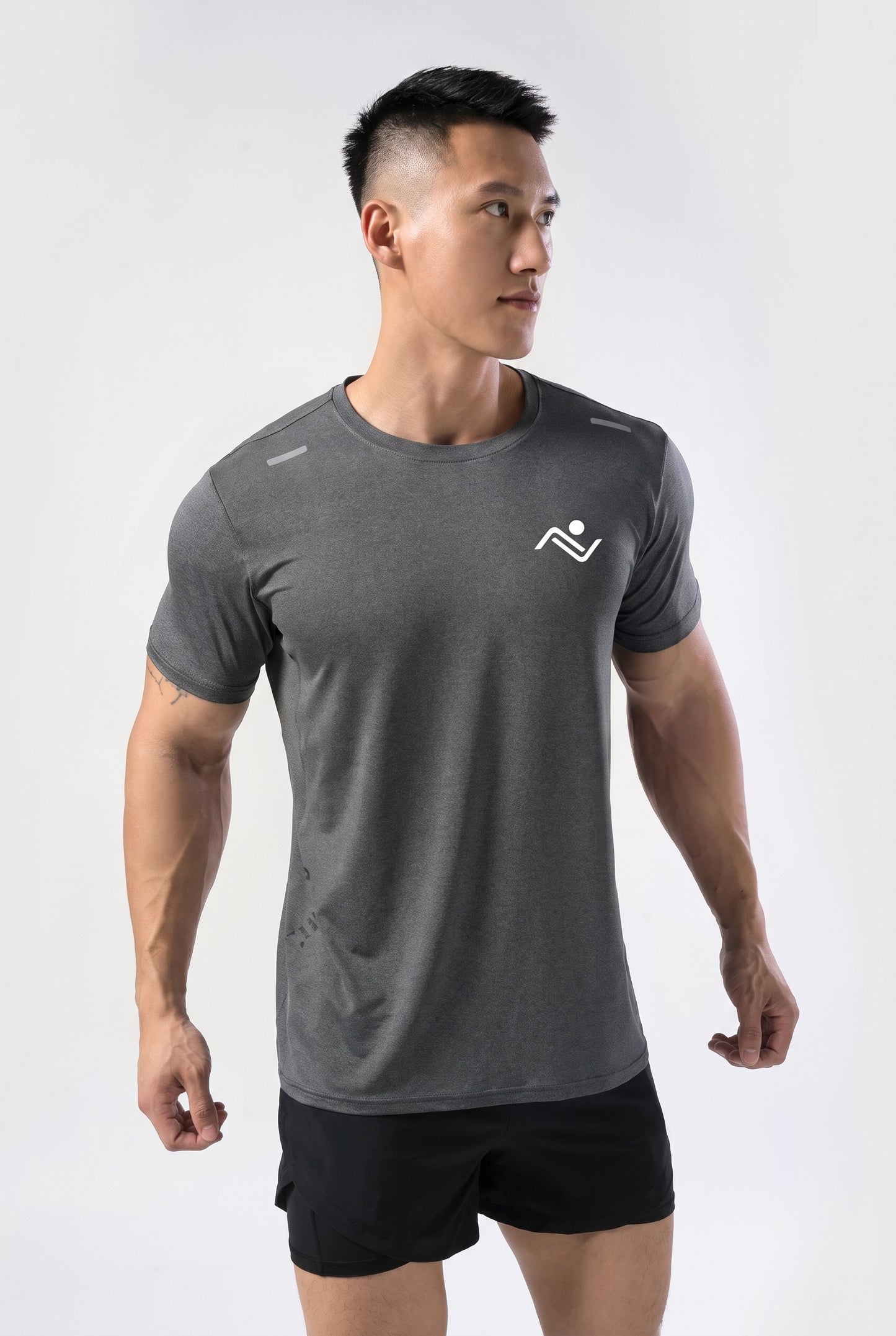 Men's gym fit t-shirt - gray, Ascendia