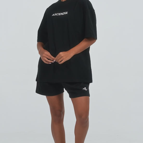 Workout Tee & Short Set in Black, video on female model, Ascendia