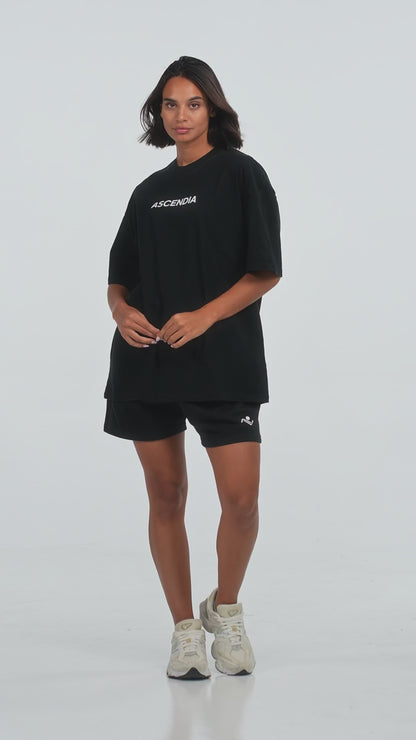 Workout Tee & Short Set in Black, video on female model, Ascendia