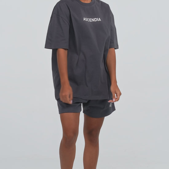 Ascendia women's tee and short set - grey