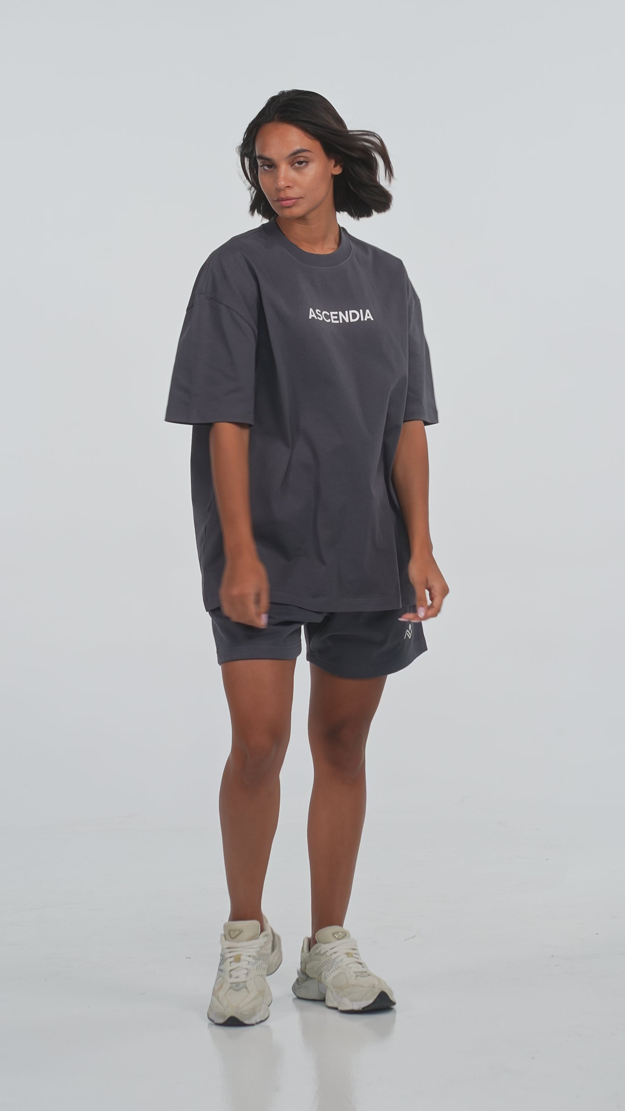 Ascendia women's tee and short set - grey