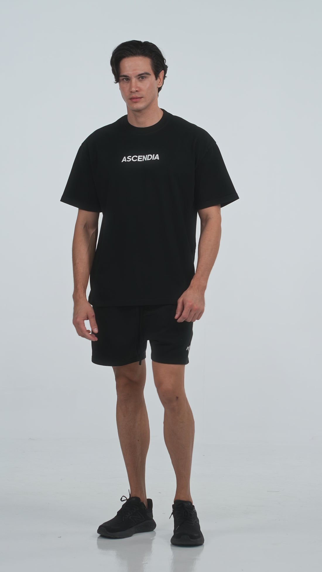 Workout Tee & Short Set in Black, video on male model, Ascendia