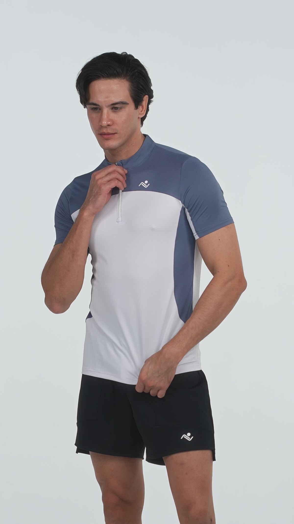 Men's Quarter-Zip T-Shirt in Slate Blue, video, Ascendia