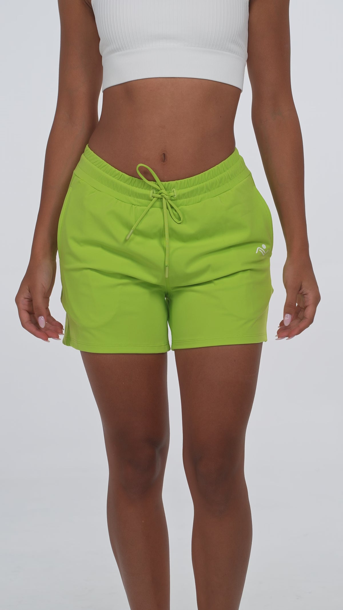 High Waist Running Shorts in Lime, video, Ascendia