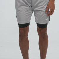 DOUBLE- LAYER MEN'S FITNESS TRAINING SHORTS