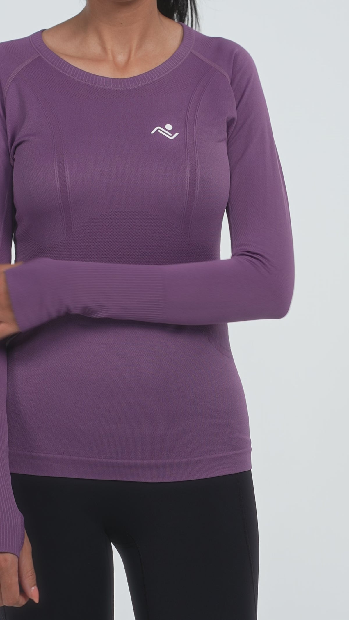 Long Sleeve Yoga Top in Purple, video, Ascendia