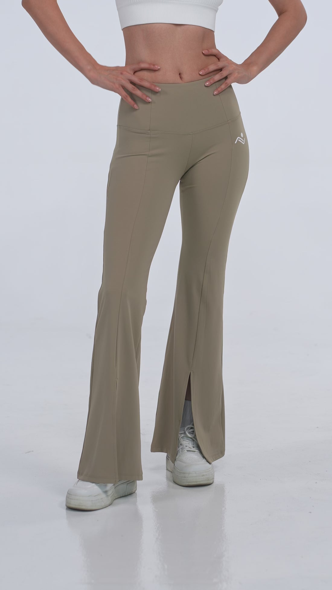 High Waist Wide Leg Pants in Taupe, video, Ascendia