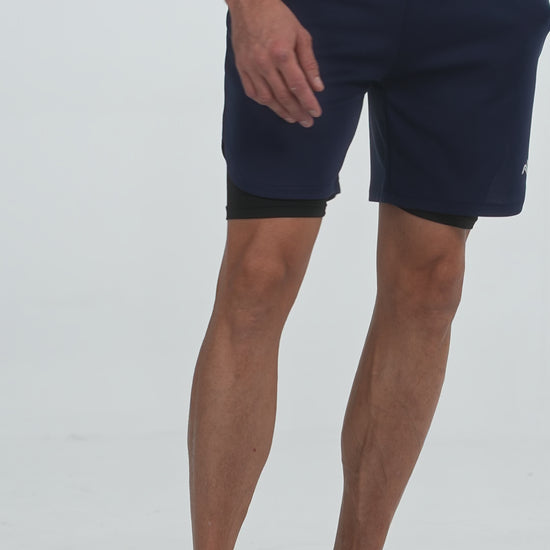 Double Layer Training Shorts in blue, video, Ascendia