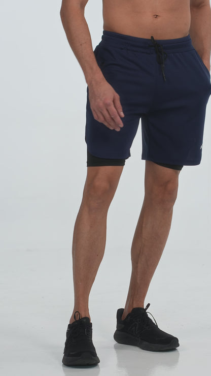 Double Layer Training Shorts in blue, video, Ascendia